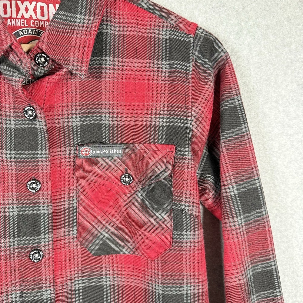 Dixxon Flannel Company Adam's Polishes Red Black Gray Plaid Flannel SmallPockets - Picture 2 of 6